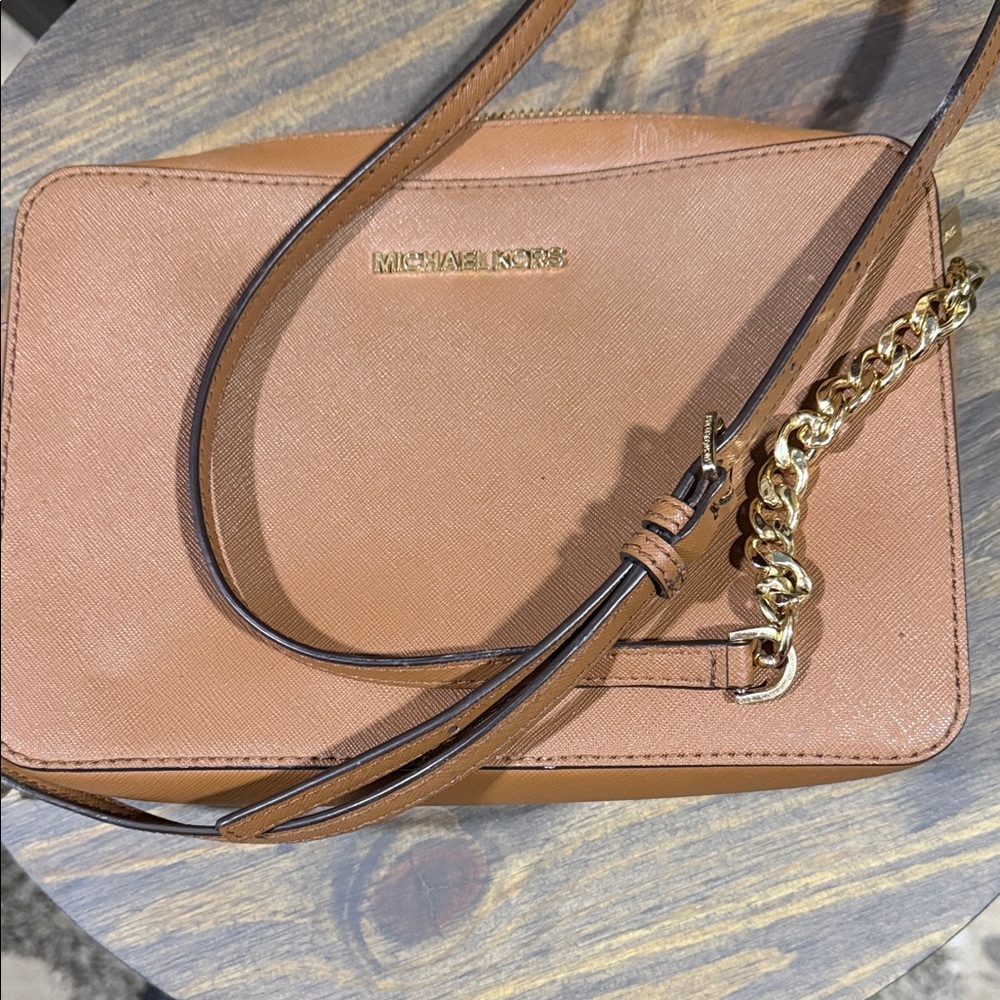 Michael Kors Brown Crossbody Bag with Gold Accents